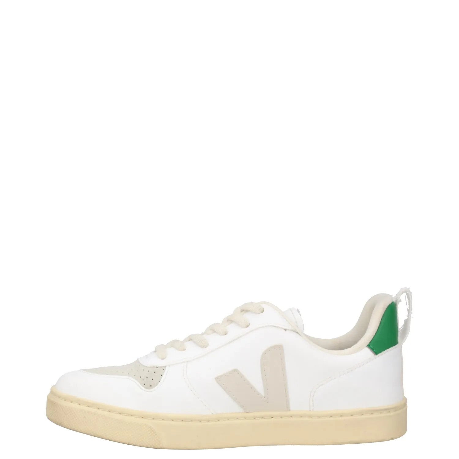 VEJA Boys Trainers White Green Beige Leather Low Top Lace Up UK 3 RRP 75 — View 4