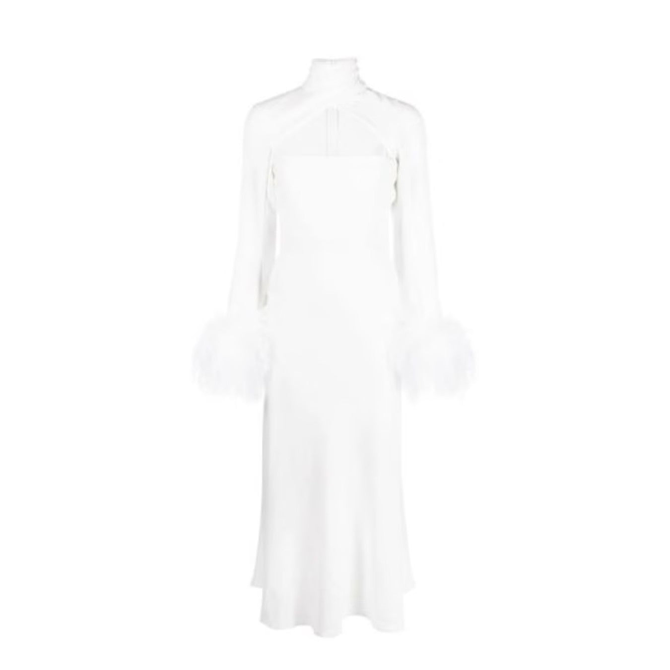 16ARLINGTON Womens Fit Flare White Midi Dress Twist Neck Cut Out Size 8 RRP 950