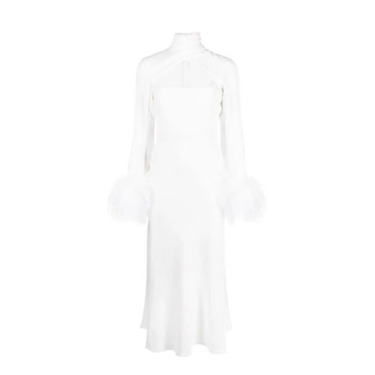 16ARLINGTON Womens Fit Flare White Midi Dress Twist Neck Cut Out Size 8 RRP 950