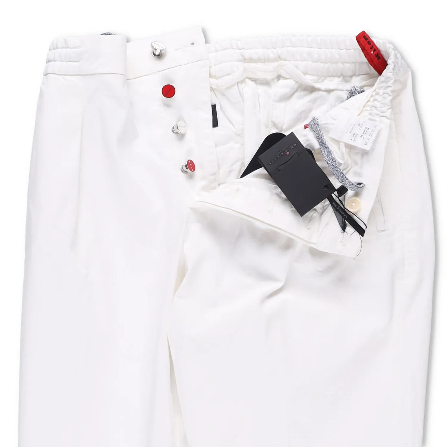 KITON Mens Trousers Cotton Blend Dress Pants White Slash Pockets Size 34 RRP 800 — View 7