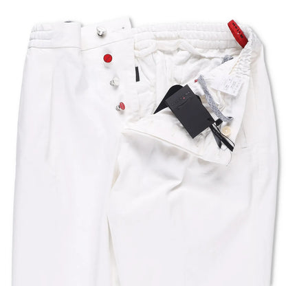 KITON Mens Trousers Cotton Blend Dress Pants White Slash Pockets Size 34 RRP 800 — View 7