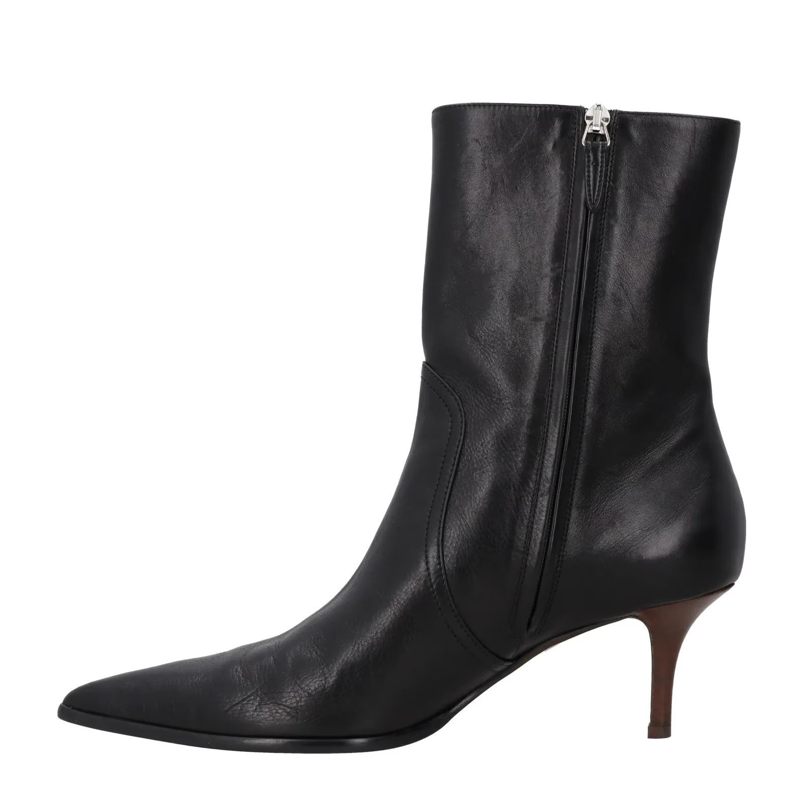 PARIS TEXAS Womens Ashley Black Leather Ankle Boot Point Kitten Heel UK7 RRP745 — View 4
