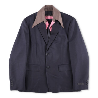 PRADA Mens Panama Mohair Blazer Jacket Dark Blue Blazer Two Button 46R RRP 3300