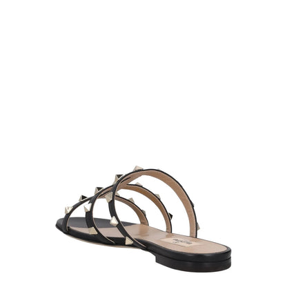 VALENTINO Womens Studded Flat Sandals Black Leather Open Toe UK 2 RRP 680 — View 5