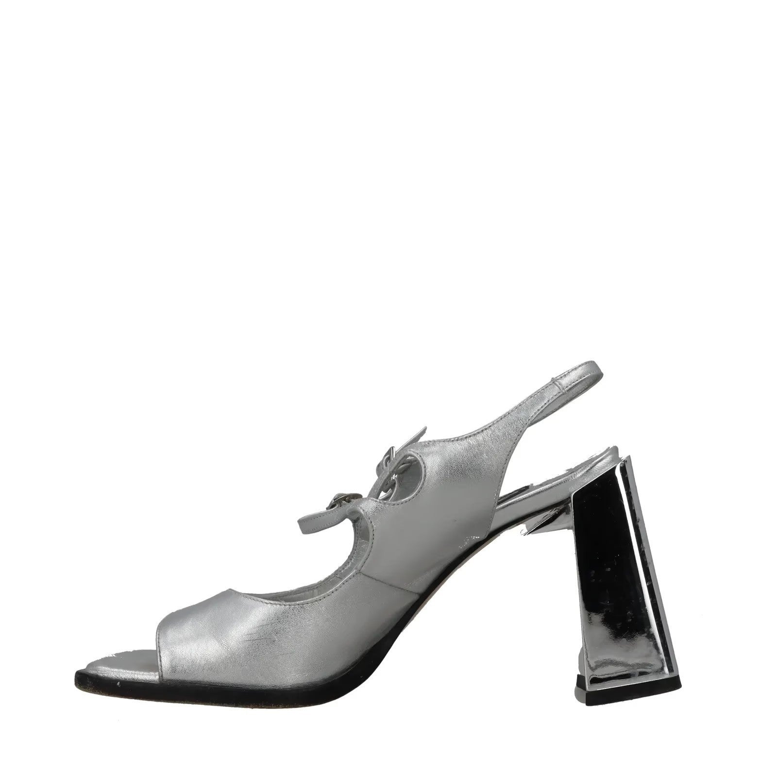 CAREL PARIS Womens Vendome Silver Leather Slingback Sandals Bow UK 5 RRP 470 — View 4