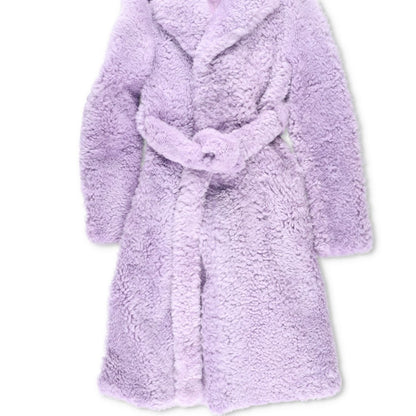 BOTTEGA VENETA Womens Wool Kimono Gown Purple Fur Trim Belted Collar 38 RRP 7000 — View 3