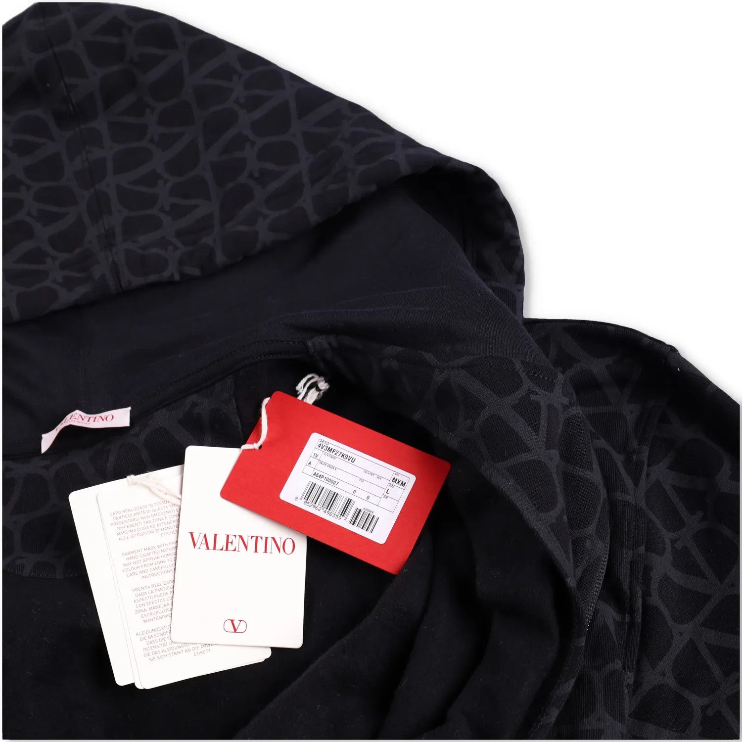 VALENTINO Mens Jersey Felpa Sweatshirt Full Zip Hooded Black Size L RRP 1550 — View 8