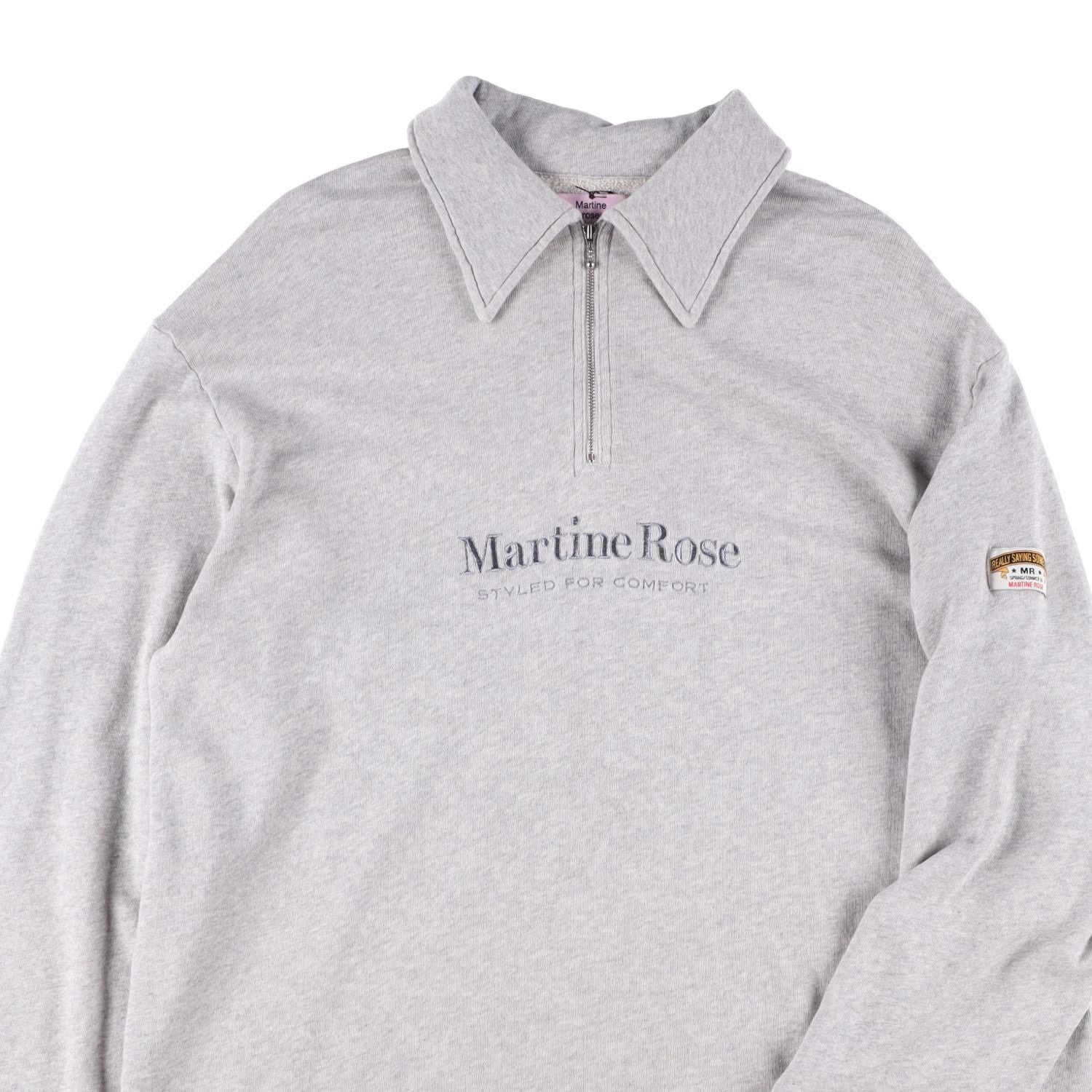 MARTINE ROSE Mens Polo Shirt Collared Quarter Zip Grey Long Sleeve Size L RRP340 — View 2