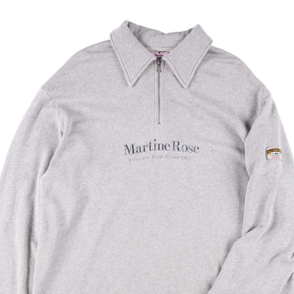 MARTINE ROSE Mens Polo Shirt Collared Quarter Zip Grey Long Sleeve Size L RRP340 — View 2