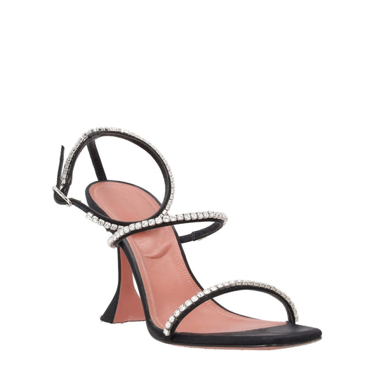 AMINA MUADDI Gilda Black Leather High Heel Sandal Crystal Embellish. UK 6 RRP910 — View 2