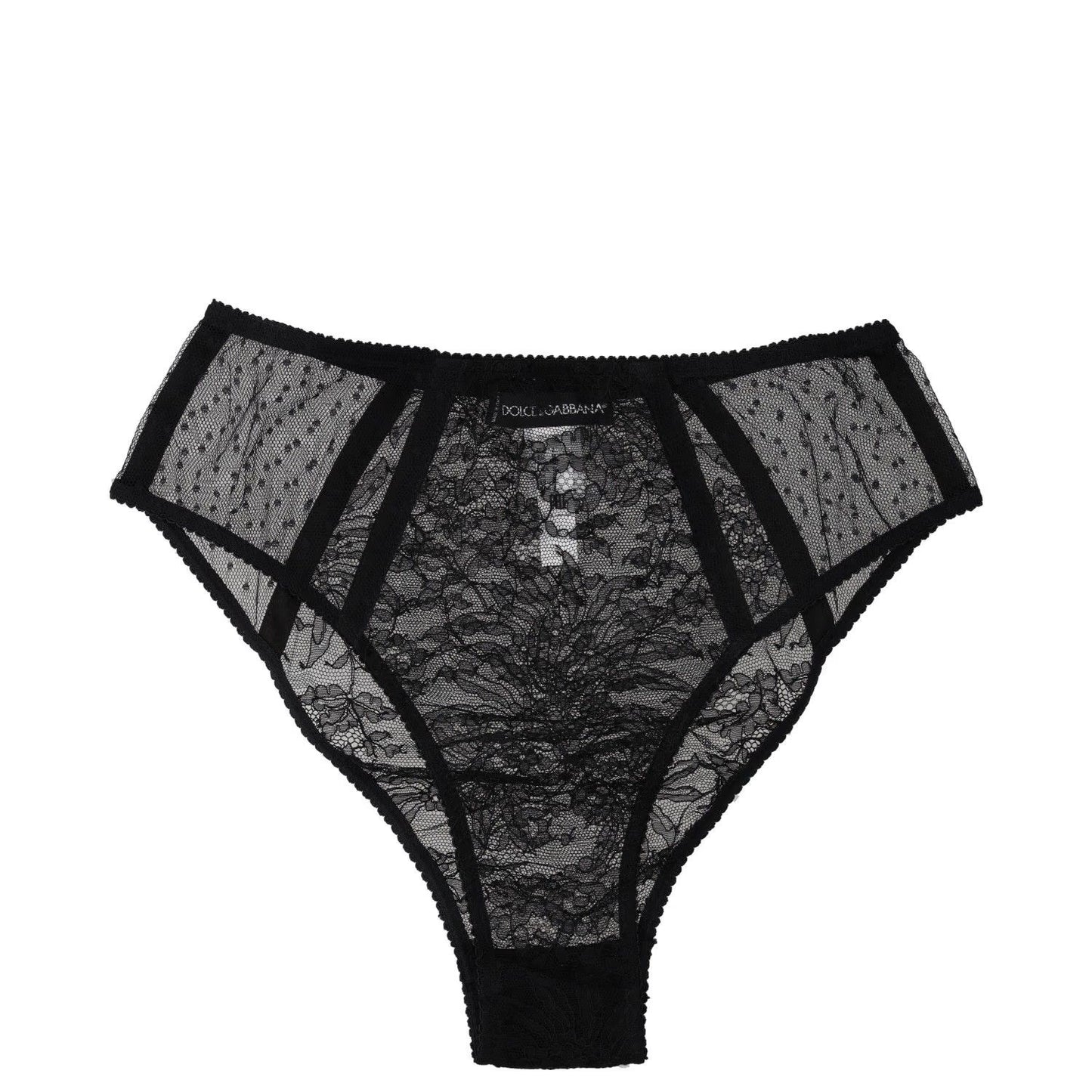 DOLCE & GABBANA Womens Brief Tulle Plumetis Lace Black Knickers Size S RRP 245 — View 2