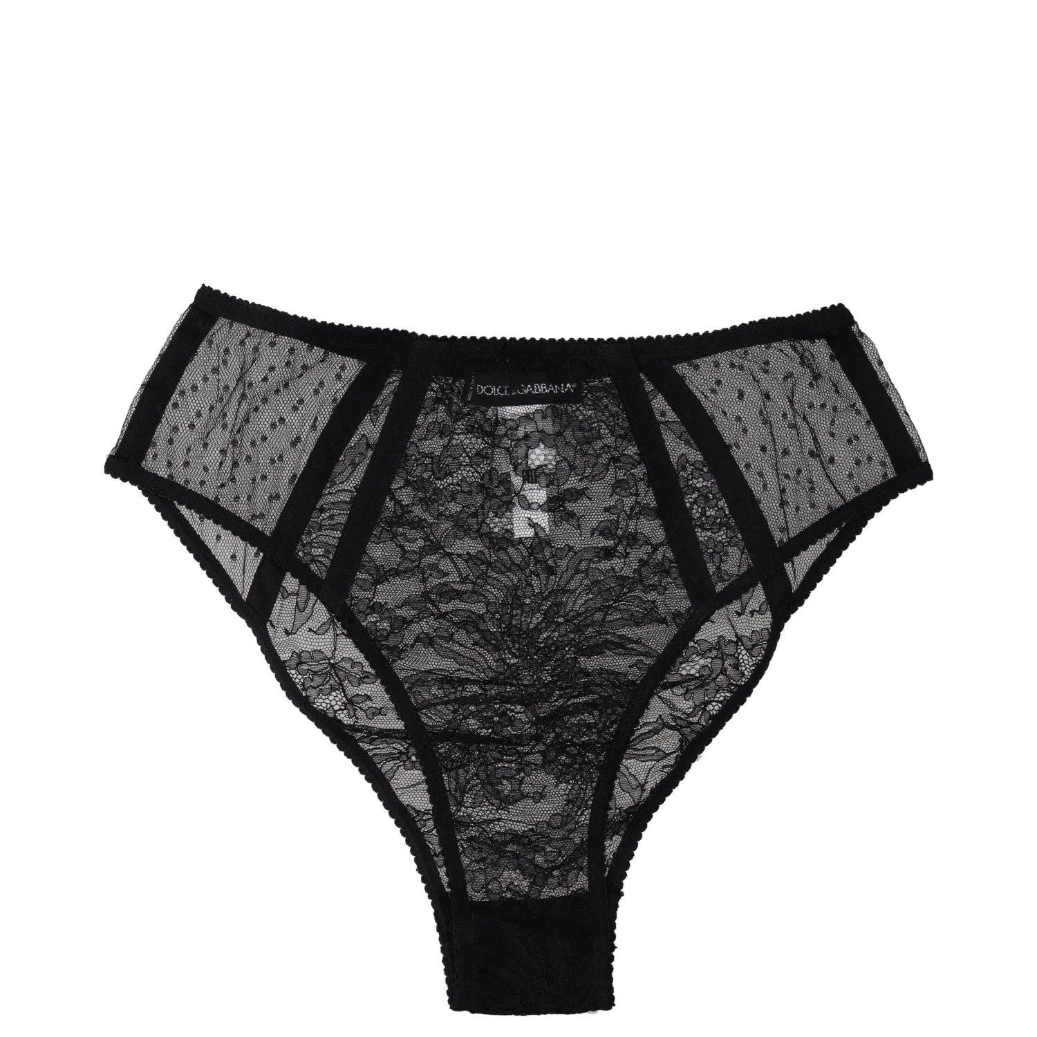 DOLCE & GABBANA Womens Brief Tulle Plumetis Lace Black Knickers Size S RRP 245 — View 2