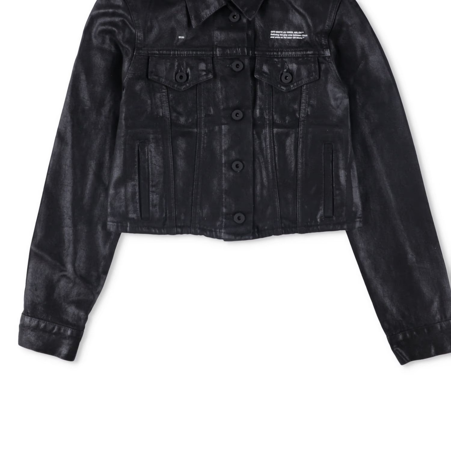 OFF-WHITE Womens Cropped Jacket Black Cotton Button Closure Size 38 RRP 850 — View 7