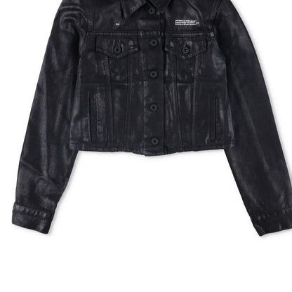 OFF-WHITE Womens Cropped Jacket Black Cotton Button Closure Size 38 RRP 850 — View 7