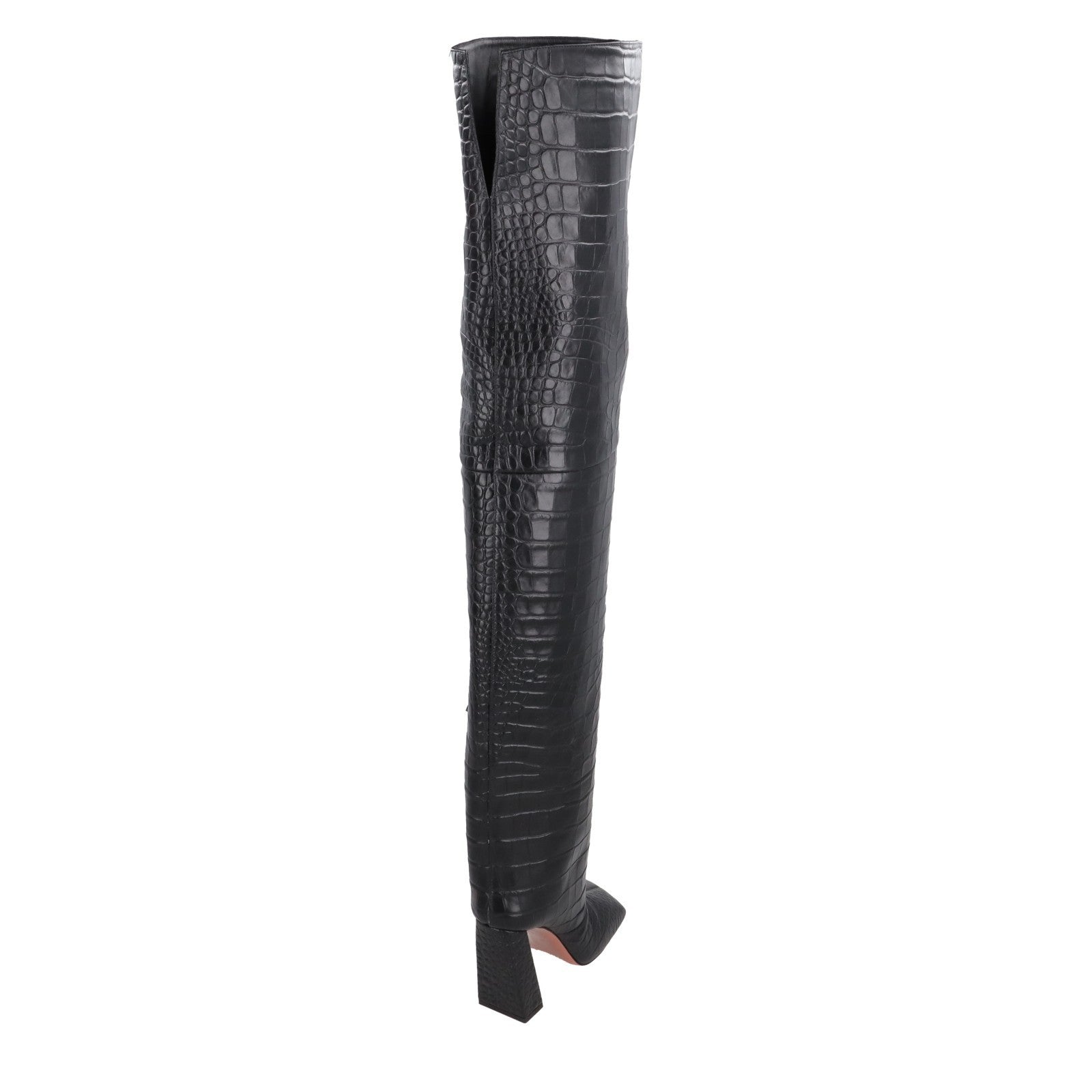 AMINA Womens Marine 95 High Heel Square Toe Thigh High Boot Croc UK 5 RRP 1650 — View 6