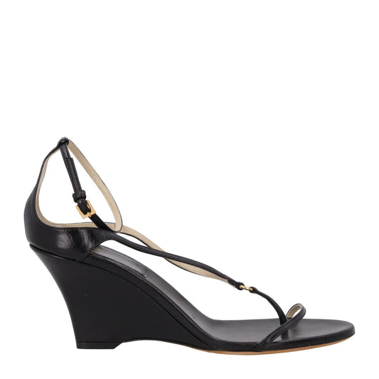KHAITE Womens Marion Wedge Sandal Premium Calf Leather Black UK 5 RRP 1020