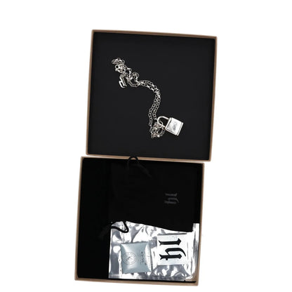 HATTON LABS Mens Chain Necklace Silver Lock Pendant Size 50 cm RRP 325 — View 3