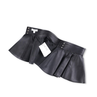 ALAIA Womens Mini Skirt Belt Pleated Nappa Leather Black Size 40 RRP 2529 — View 6