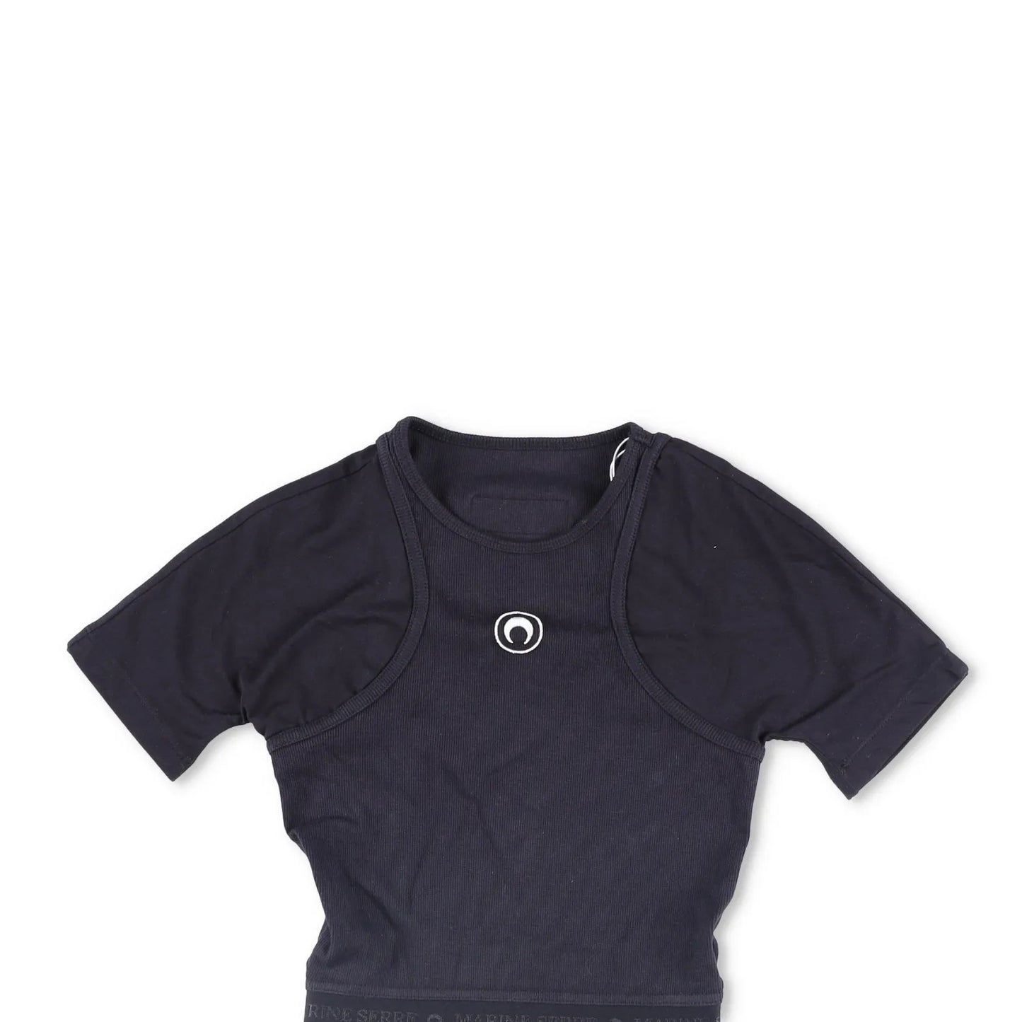 MARINE SERRE Organic Cotton Rib 2X2 Body Black Bodysuits Size XS RRP 260 — View 2