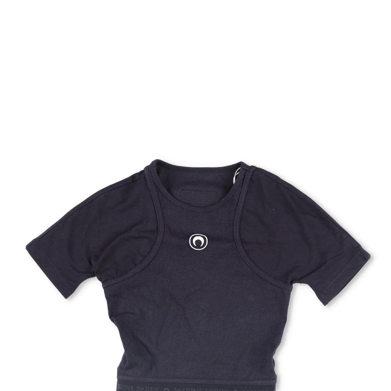 MARINE SERRE Organic Cotton Rib 2X2 Body Black Bodysuits Size XS RRP 260 — View 2