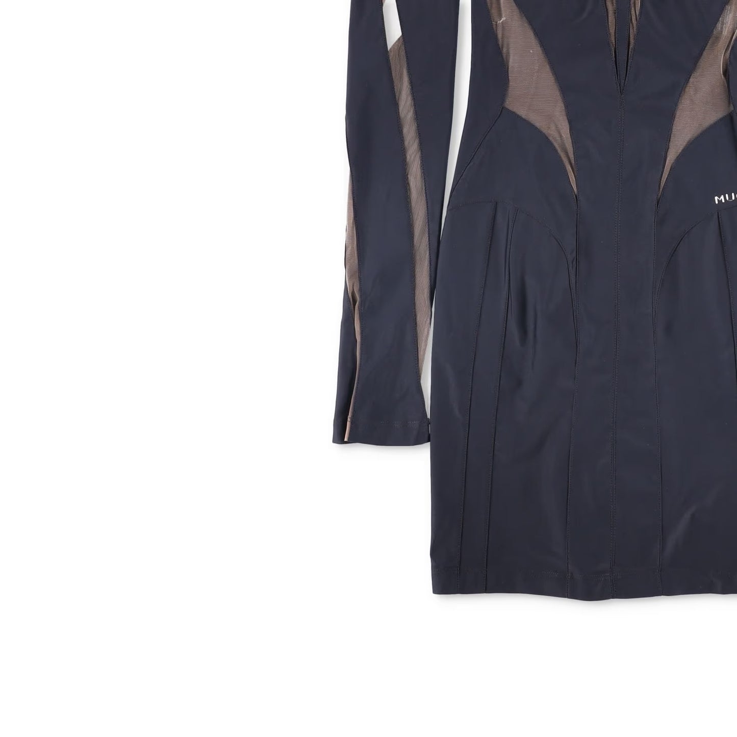 MUGLER Bodycon Mini Dress Black Nude 01 Black Mini Dresses Size 34 RRP 650 — View 3