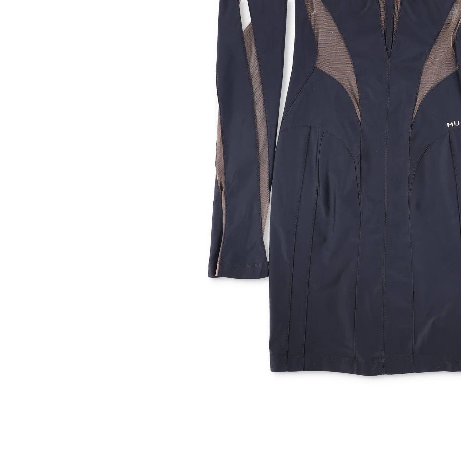 MUGLER Bodycon Mini Dress Black Nude 01 Black Mini Dresses Size 34 RRP 650 — View 3