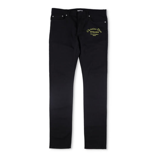DIOR HOMME Mens Slim Fit Jeans Black Dior Logo Mid Rise Size 32 RRP 660