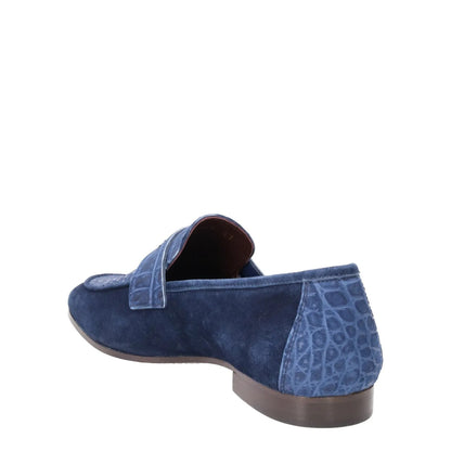 BOUGEOTTE Mens Slip On Loafers Suede Leather Almond Toe Blue UK 7 RRP 1955 — View 5