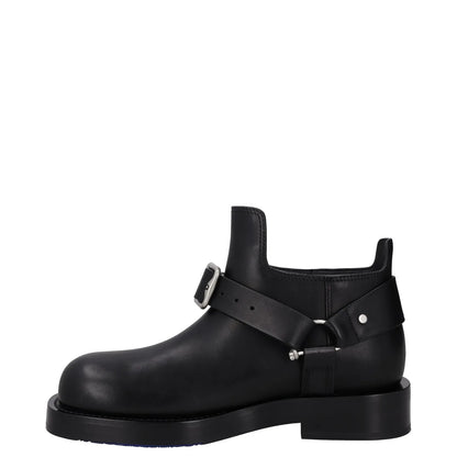 BURBERRY Mens Saddle Mini Ankle Boot Black Leather Buckle Round Toe UK6 RRP 1390 — View 4