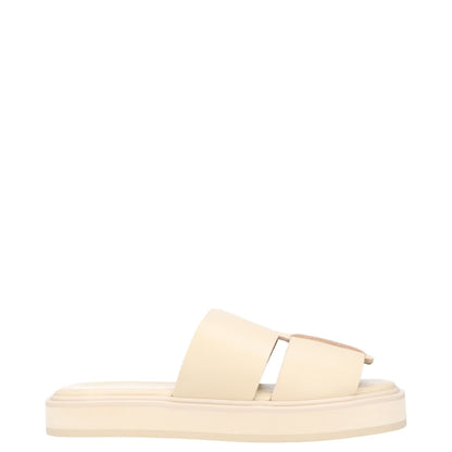 ST AGNI Womens Sliders Beige Leather Flat Open Toe 2 Straps EU 36 RRP 175