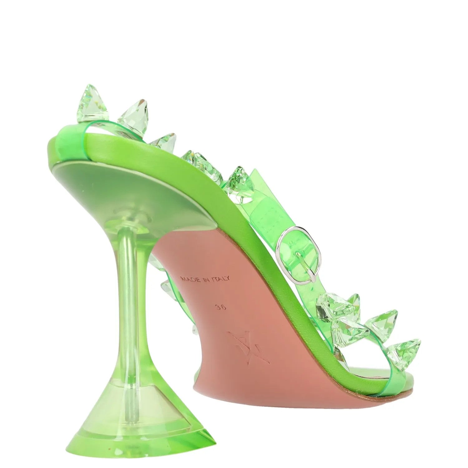 AMINA MUADDI Womens Slingback Heels Synthetic Green Studded Open Toe UK 3 RRP550 — View 6