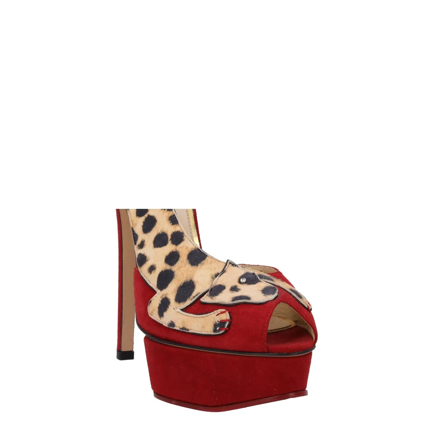 CHARLOTTE OLYMPIA Womens Leopardess Pump Suede Courts Red Comb 38 RRP 775 — View 8
