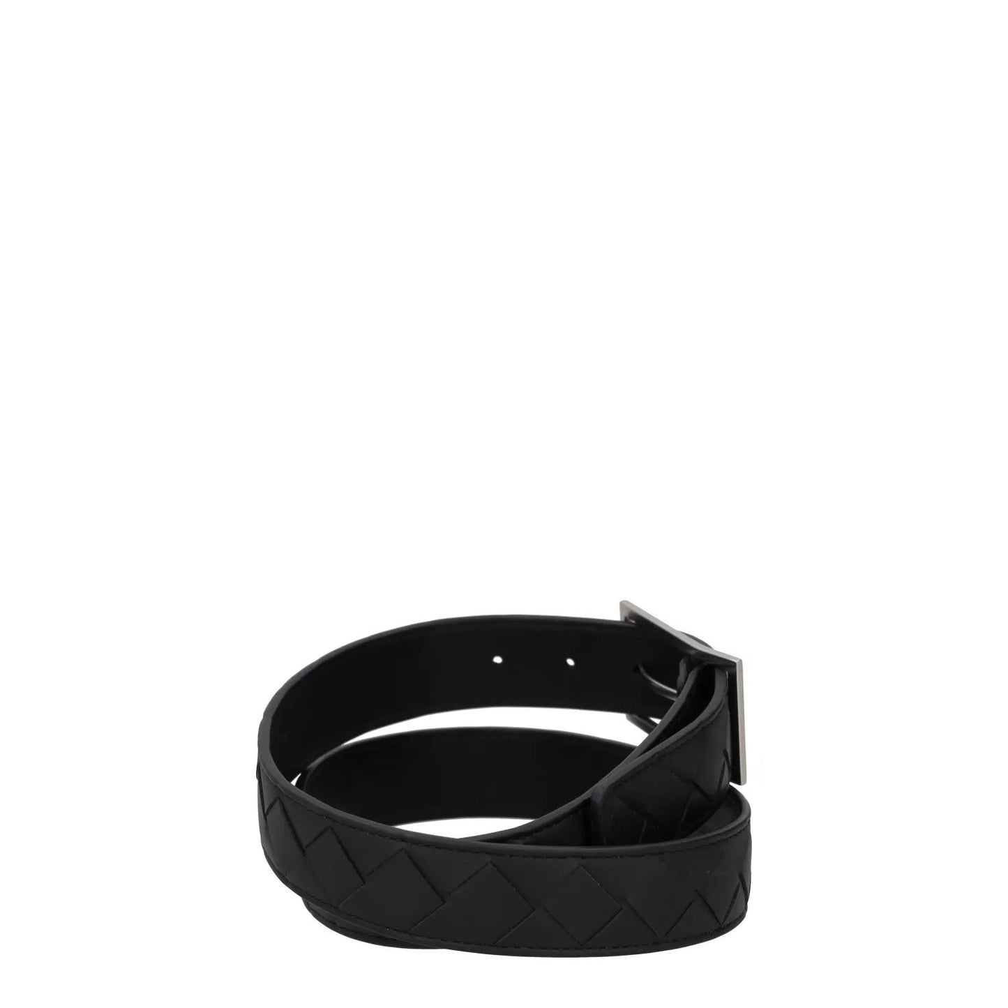 BOTTEGA VENETA Womens Belt Black Leather Dark Silver Buckle Size 90 RRP 550 — View 5