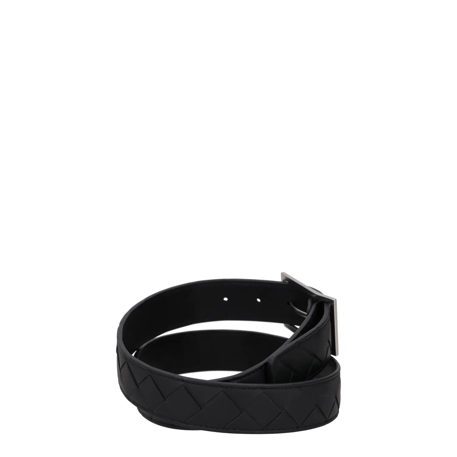 BOTTEGA VENETA Womens Belt Black Leather Dark Silver Buckle Size 90 RRP 550 — View 5