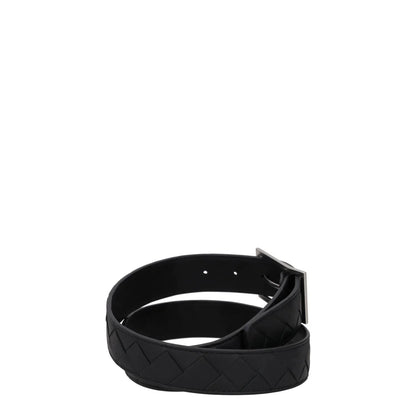 BOTTEGA VENETA Womens Belt Black Leather Dark Silver Buckle Size 90 RRP 550 — View 5