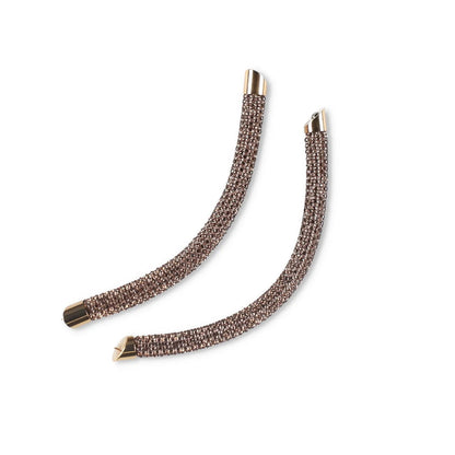 PACO RABANNE Tube Strass Hoop Earring Yellow Brass Pave Style OS RRP 338.6 — View 2