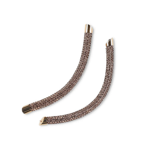 PACO RABANNE Tube Strass Hoop Earring Yellow Brass Pave Style OS RRP 338.6 — View 2