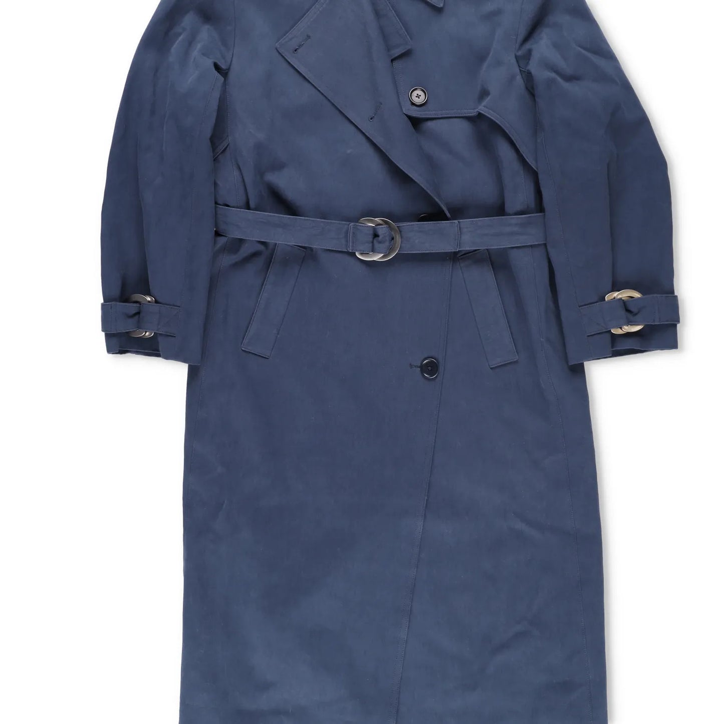 SINEAD O'DWYER Womens Trench Coat Cotton Drill Blue Wast Belt Long 12 RRP 2110 — View 4