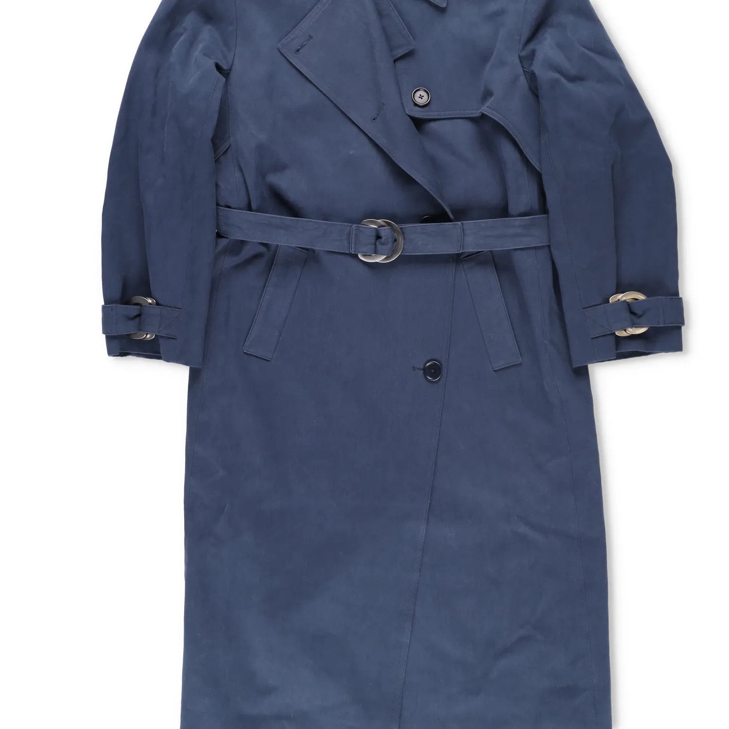 SINEAD O'DWYER Womens Trench Coat Cotton Drill Blue Wast Belt Long 12 RRP 2110 — View 4