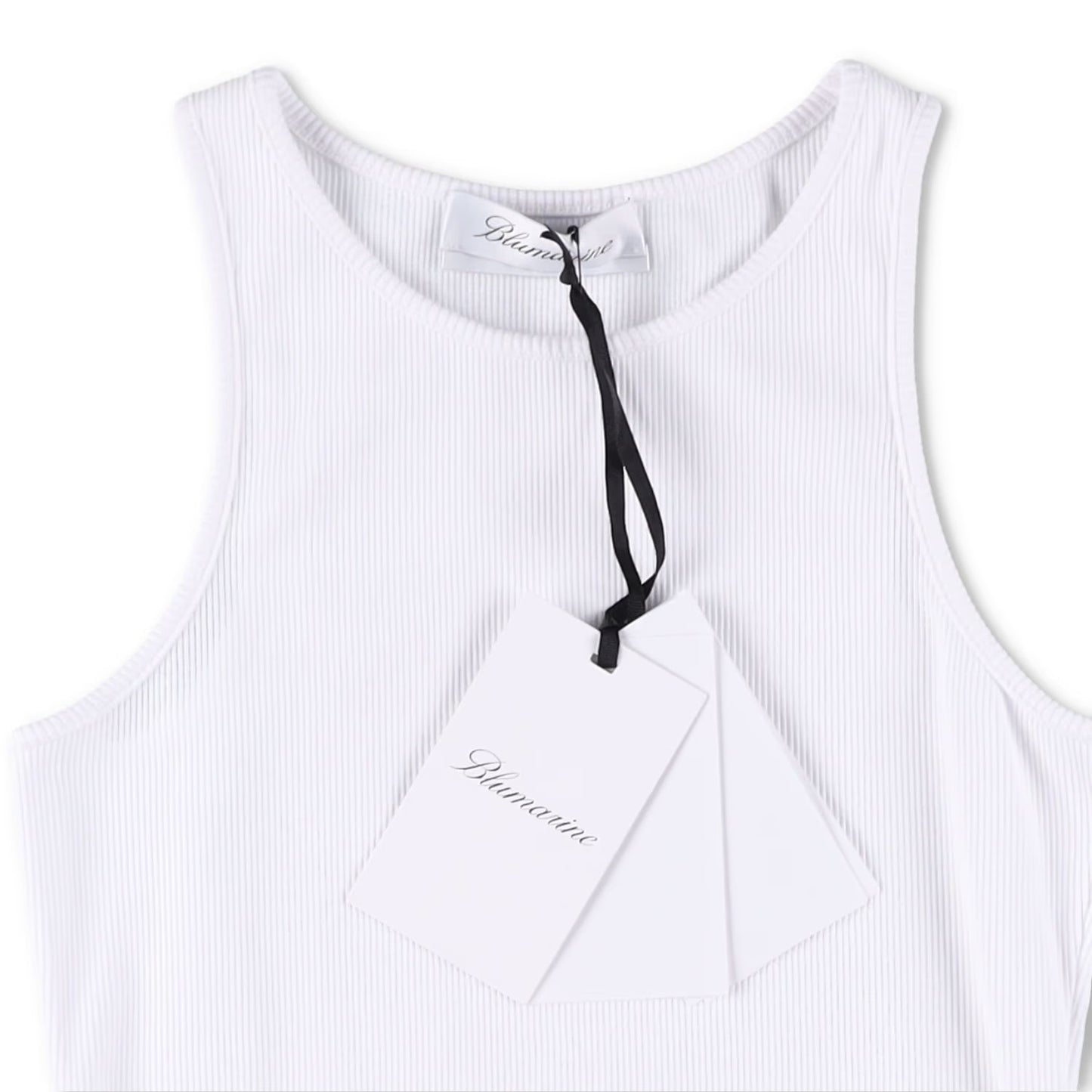 BLUMARINE Womens 2T059A Canotta Costina+Spil Crystal Broach Tank White XS RRP265 — View 7