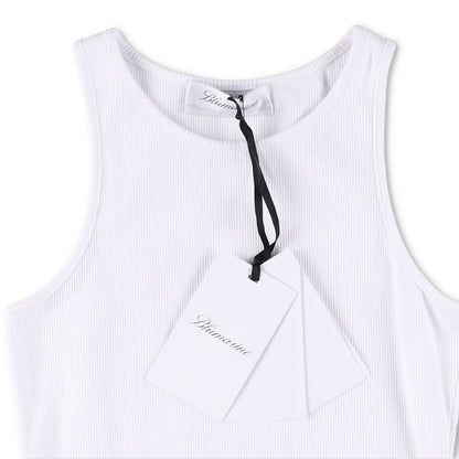 BLUMARINE Womens 2T059A Canotta Costina+Spil Crystal Broach Tank White XS RRP265 — View 7