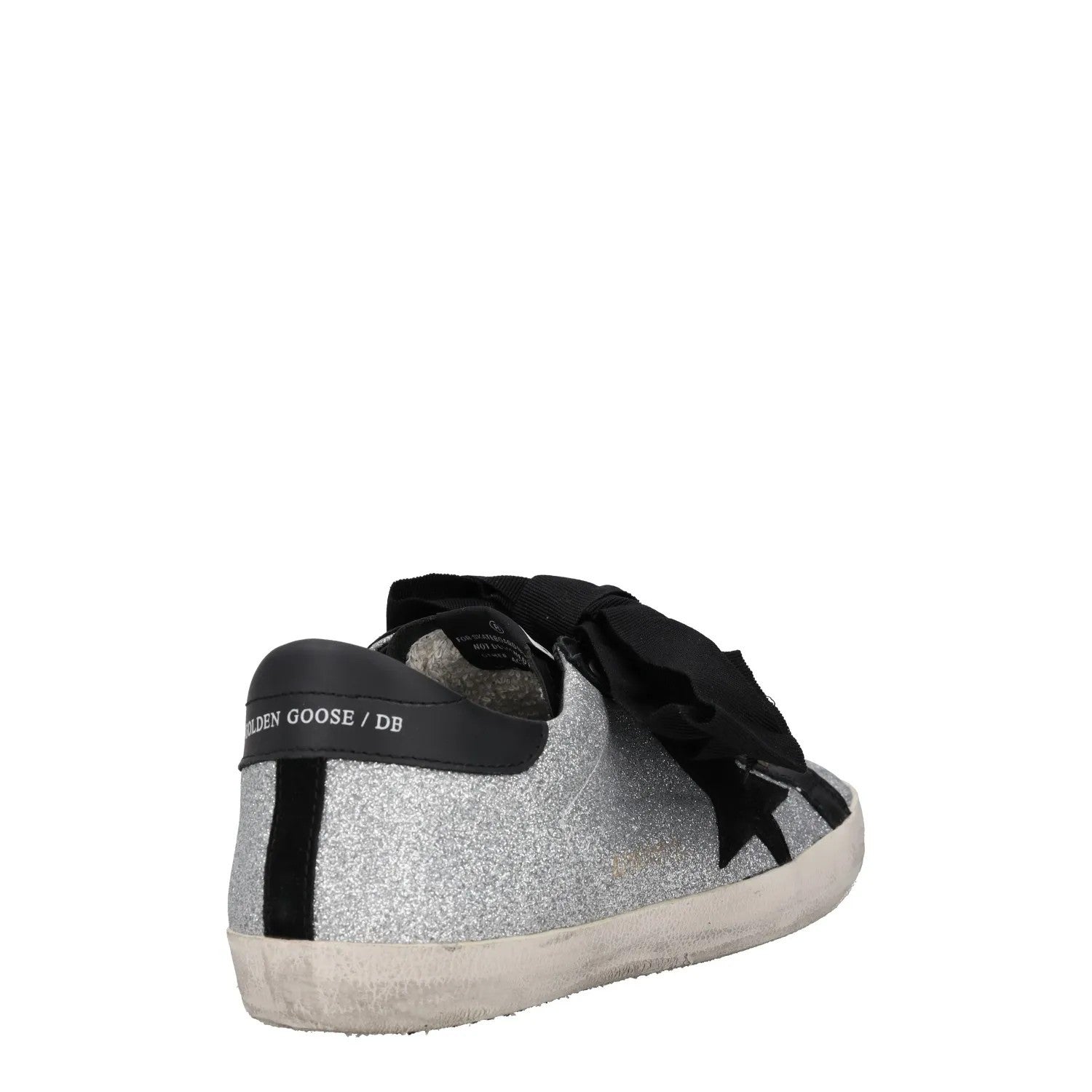 GOLDEN GOOSE Womens Trainers Silver Black White Leather Low Top UK 8 RRP 485 — View 6