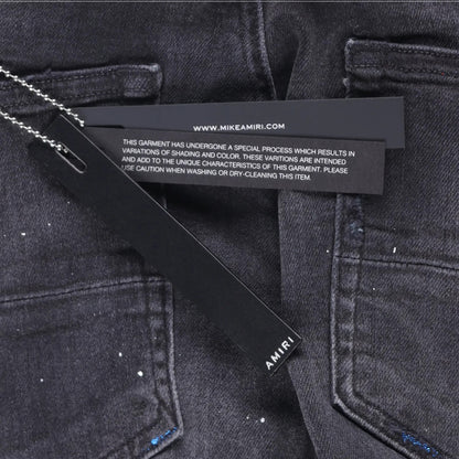 AMIRI Mens Skinny Jeans Cotton Blend Paint Splatter Distressed Black 31 RRP 745 — View 6