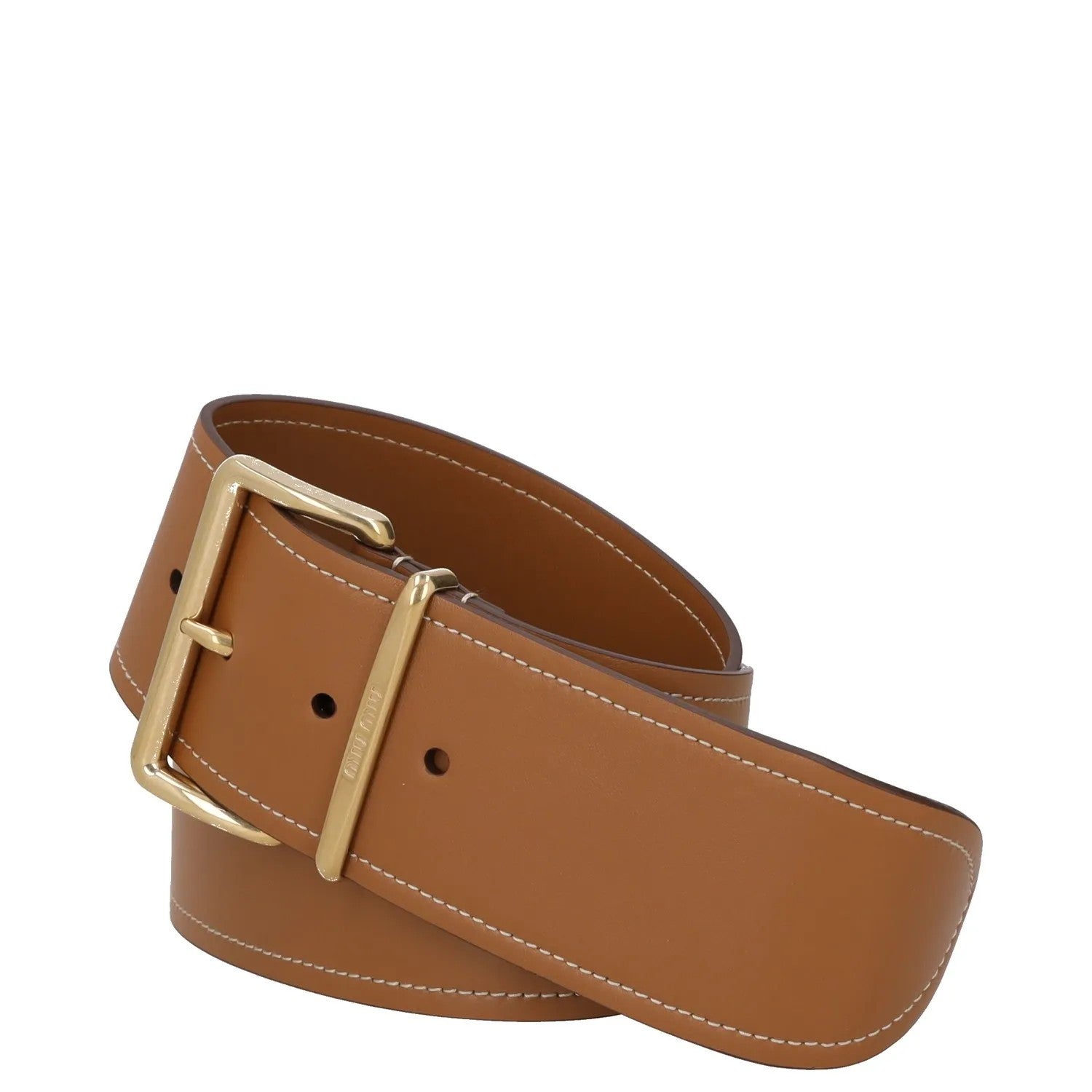 MIU MIU Womens Waist Belt 6Cm Wide Calf Leather Brown Gold Hardware 75 RRP 535 — View 3