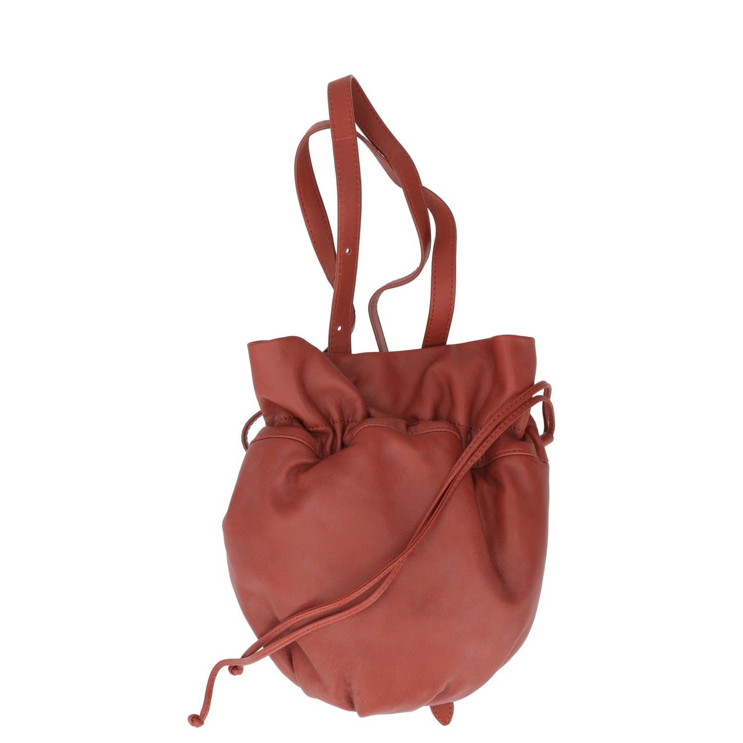 LEMAIRE Womens Clutch Backpack Brown Leather Adjustable Strap Size S RRP 400