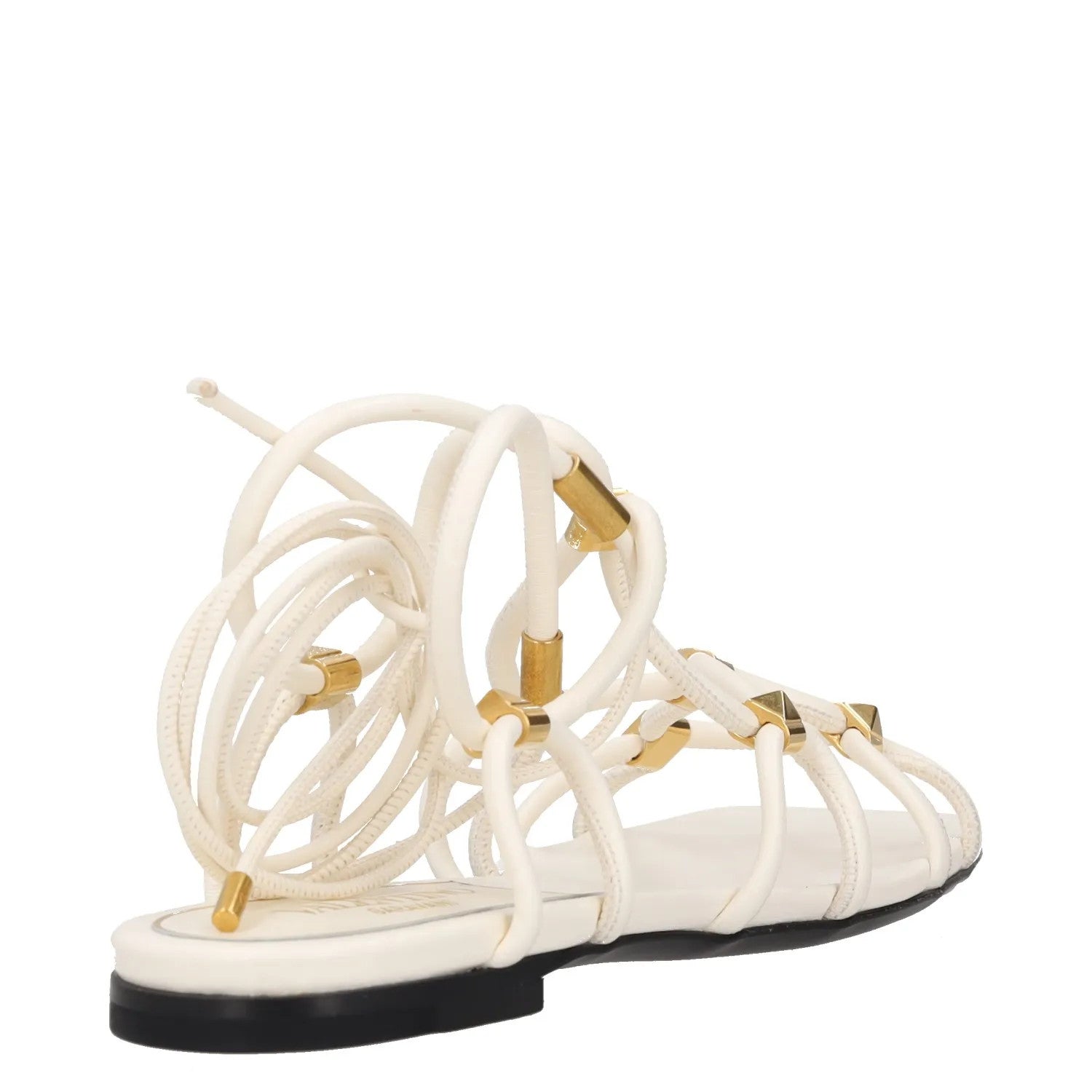 VALENTINO Womens Slingback Sandals White Leather Gold Accents UK 3 RRP 950 — View 6