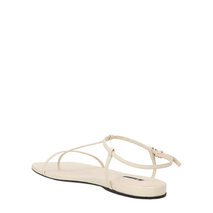 JIL SANDER Womens Thong Sandals Leather Square Toe White UK 7 RRP 667.9 — View 9