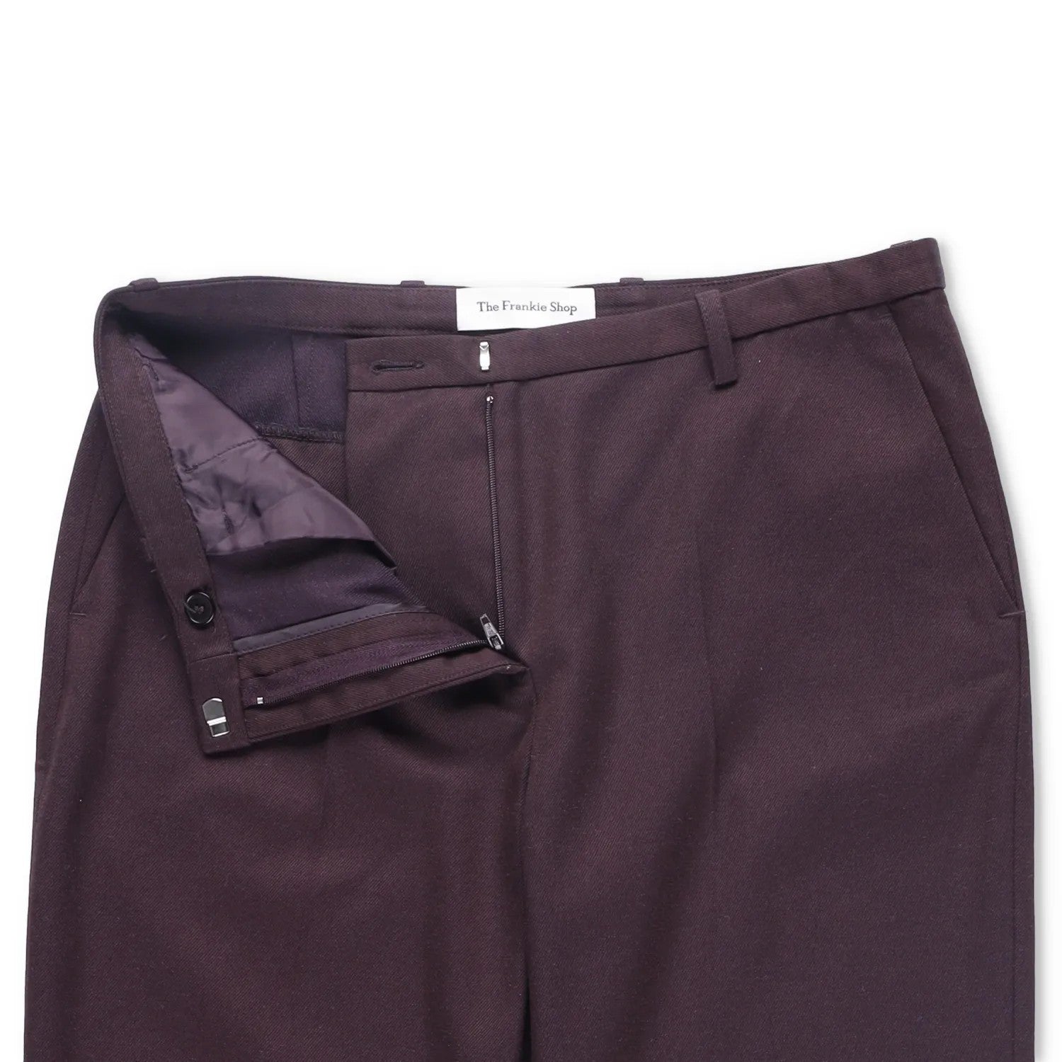 FRANKIE SHOP Womens Lyra Flared Pants Purple Flat Front Zipped Size M RRP 212.1 — View 6