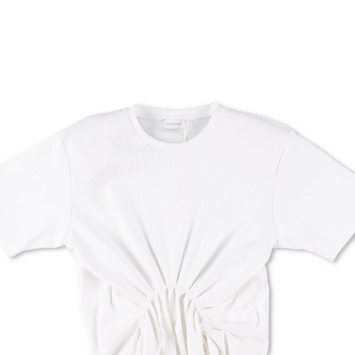 MAGDA BUTRYM Womens Re25 T-Shirt 01 Ruffle Short Sleeve Crop White 34 RRP 330 — View 2
