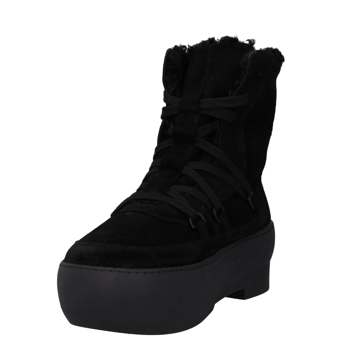 GIABORGHINI Womens Boot Black Leather Platform Heel Lace Up Faux Fur UK 6 RRP375 — View 3